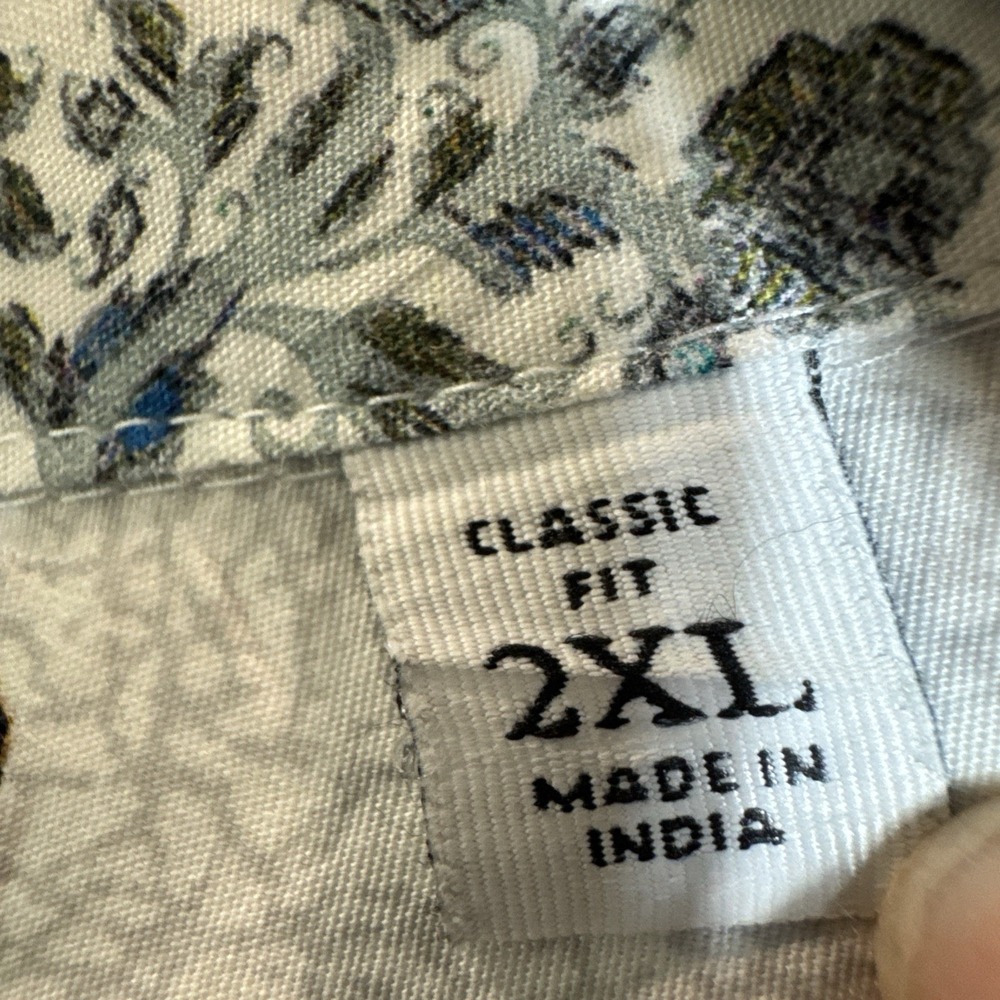 Mens Robert Graham Shirt 2XL Gray Splatter And Has Floral Flip Cuff - Picture 5 of 9